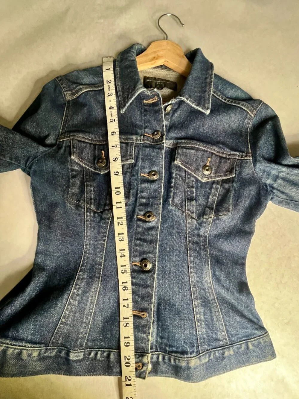 VTG French Connection Y2K Fitted Stretch Denim Hourglass Trucker Jacket Medium
